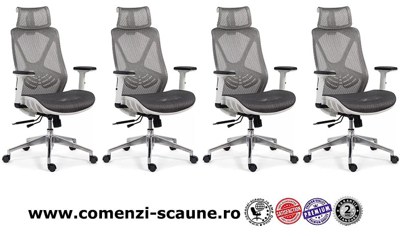 Scaun ergonomic multifunctional si elegant cu tetiera pe culoarea gri-SYYT-9503-1