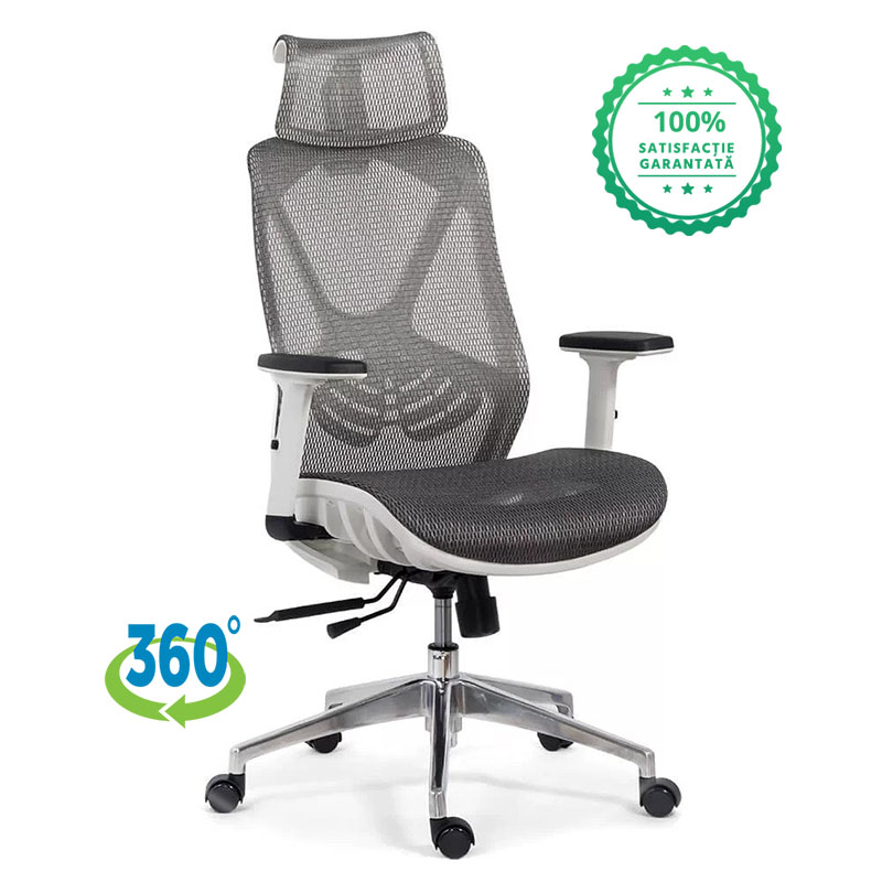 Scaun ergonomic multifunctional si elegant cu tetiera pe culoarea gri-SYYT-9503-3