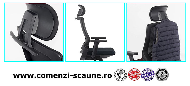 Scaun ergonomic cu brate reglabile si tetiera-negru-SYYT-9504-2