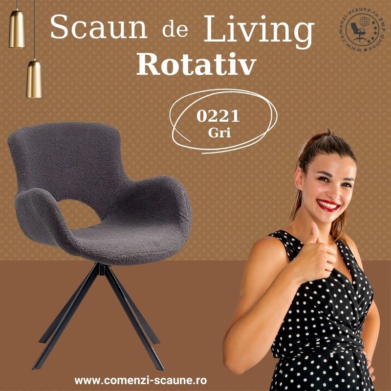 Scaun rotativ bucatarie-living cu sezut textil BUC 0221 Gri Prezentare