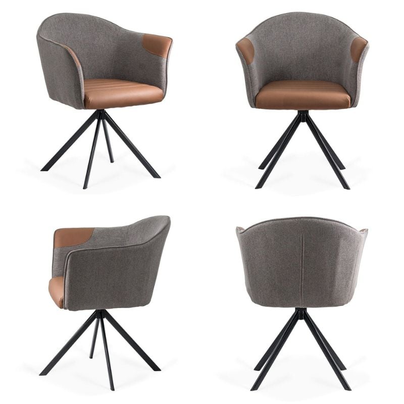 Scaun modern rotativ din piele și stofă BUC 0222 4P
