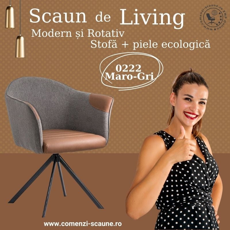 Scaun modern rotativ din piele și stofă BUC 0222 Prezentare