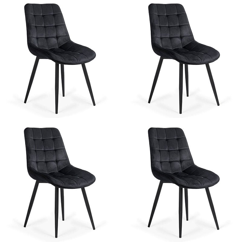 Set 4 scaune pentru bucatarie si living din catifea BUC 206 negru