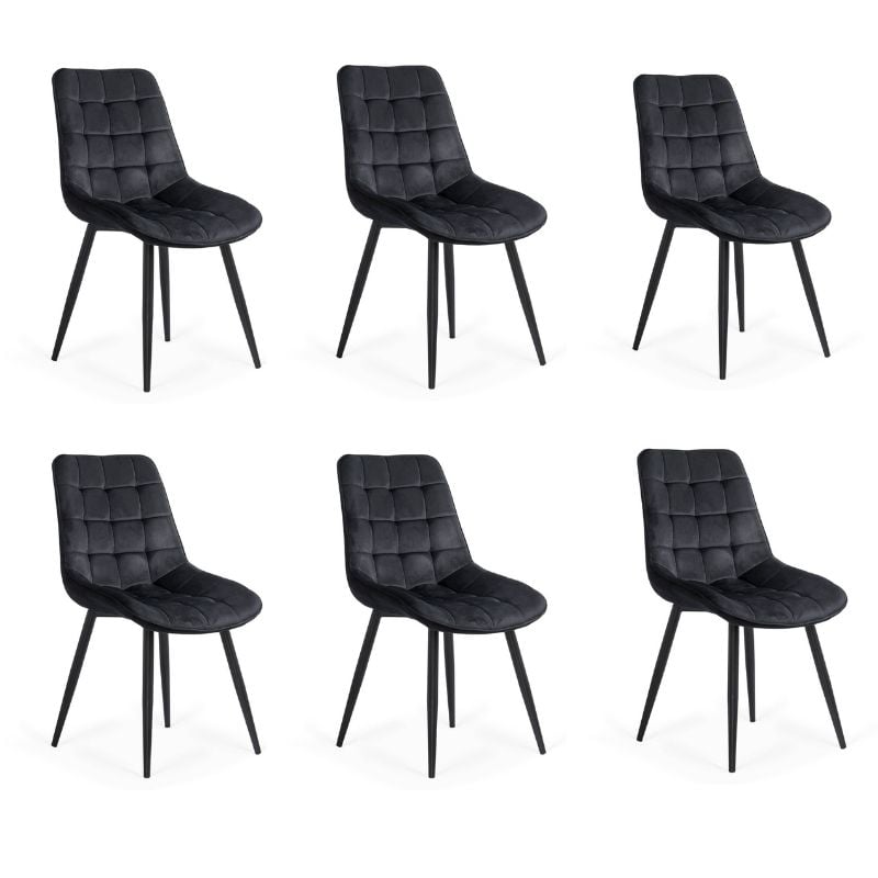 Set 6 scaune pentru bucătărie și living din catifea BUC 206 Negru