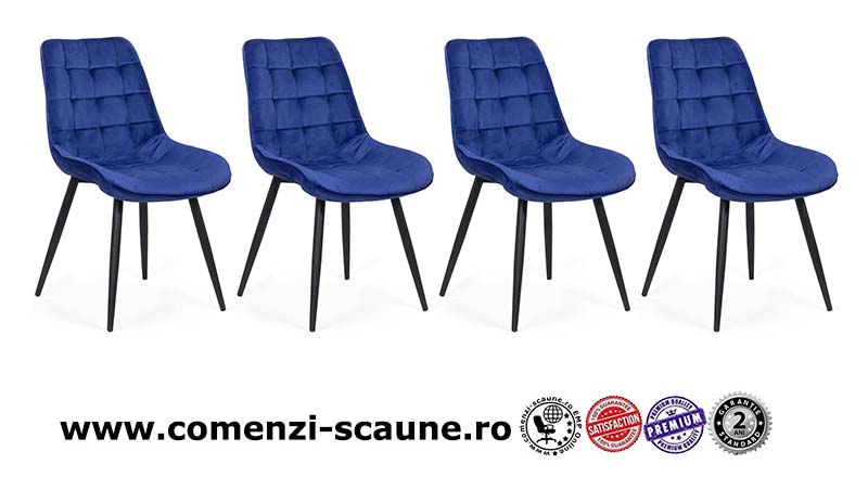 Scaune pentru bucatarie si living din catifea BUC 206-bluemarin