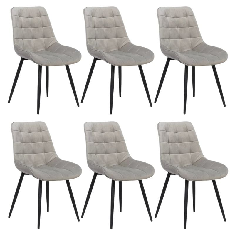 Set 6 scaune bucatarie living din catifea si cadrul metalic BUC 206 Gri