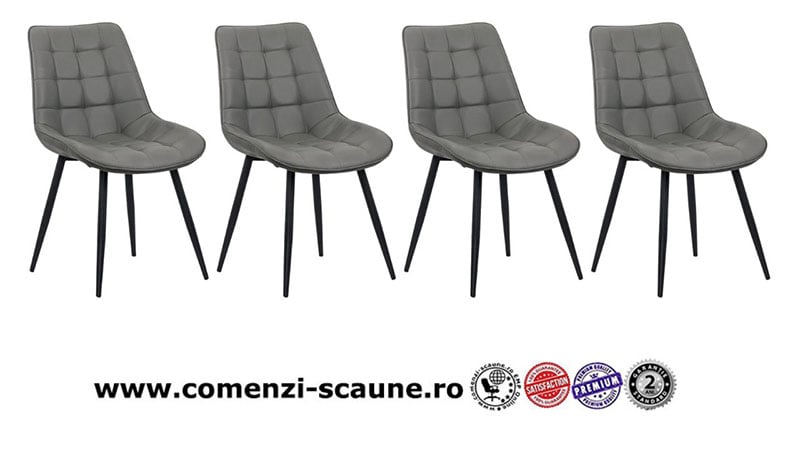 Scaune de bucatarie din piele ecologica si cadru metalic negru BUC 206P Gri