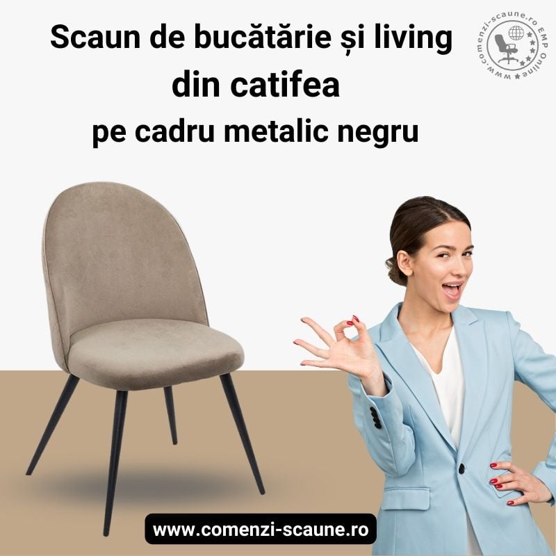 Scaune de bucatarie si living din catifea BUC 207 Bej