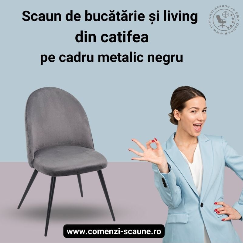 Scaune de bucătărie și living din catifea BUC 207 Gri