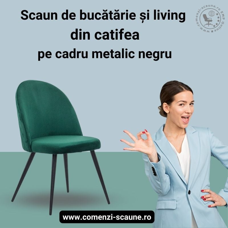 Scaune de bucătărie si living din catifea BUC 207 Verde