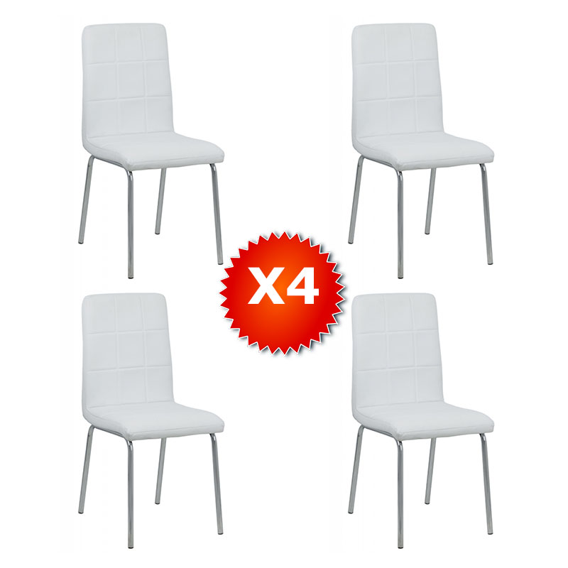 Set 4 scaune de bucătărie piele ecologică culoarea alb