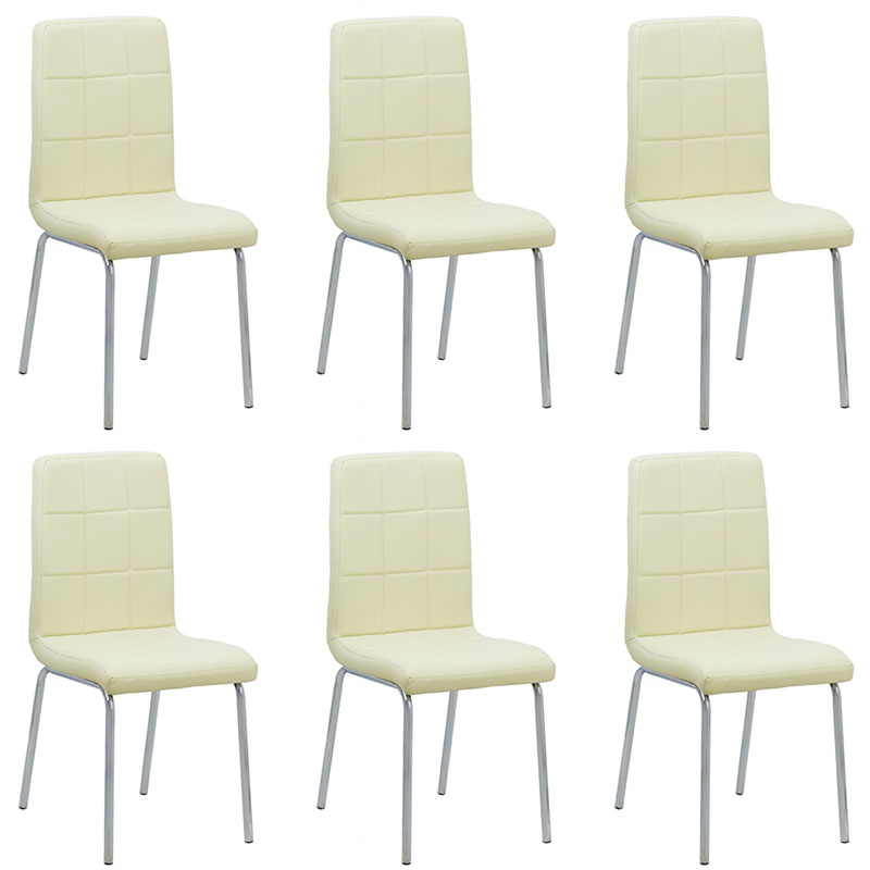Set 6 scaune de bucătărie piele ecologică culoarea crem -Transport Gratuit