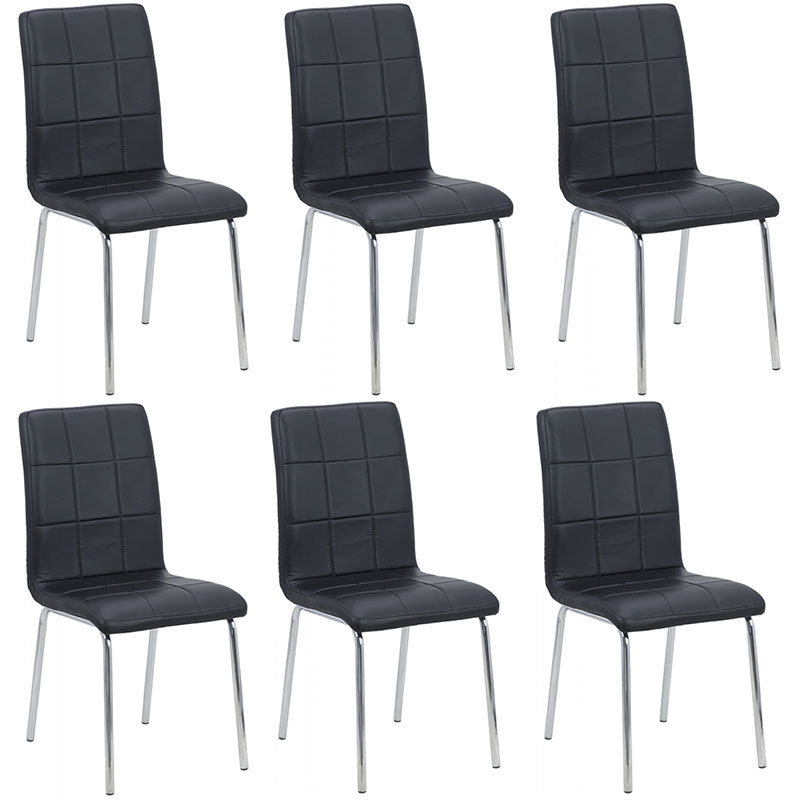 Set 6 scaune bucătărie-living din catifea și cadrul metalic pe negru