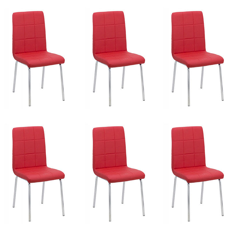 Set 6 scaune de bucătărie piele ecologică culoarea rosu -Transport Gratuit