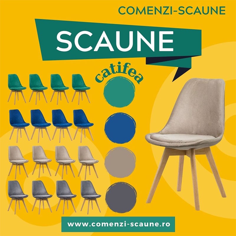 Scaune bucatarie-living catifea cu picioare din lemn BUC 242V Bej