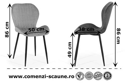 Dimensiuni scaun bucatarie-living din catifea in 3 culori-BUC248U
