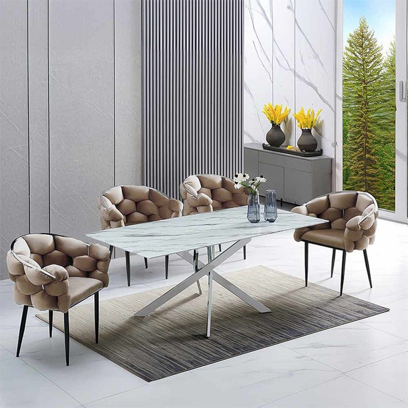 Scaune moderne din catifea si cadru metalic BUC 256 Bej Interior