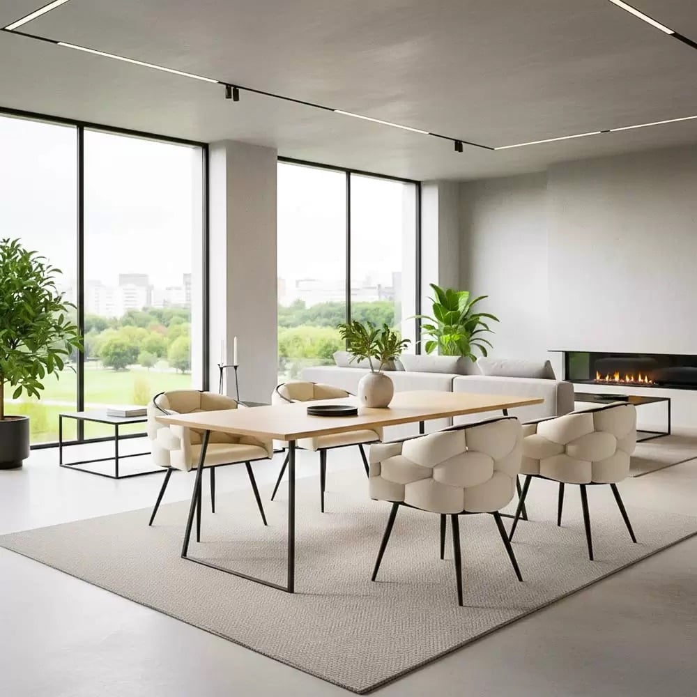 Scaune moderne din catifea si cadru metalic BUC 256 Crem