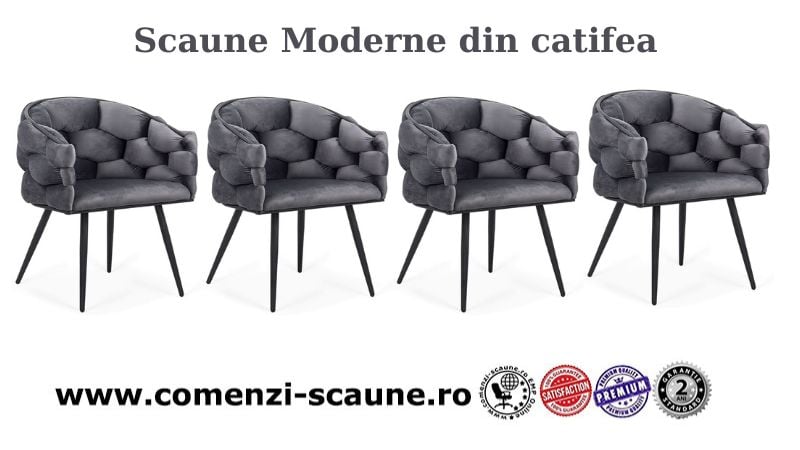 Scaune moderne din catifea si cadru metalic BUC 256 Gri