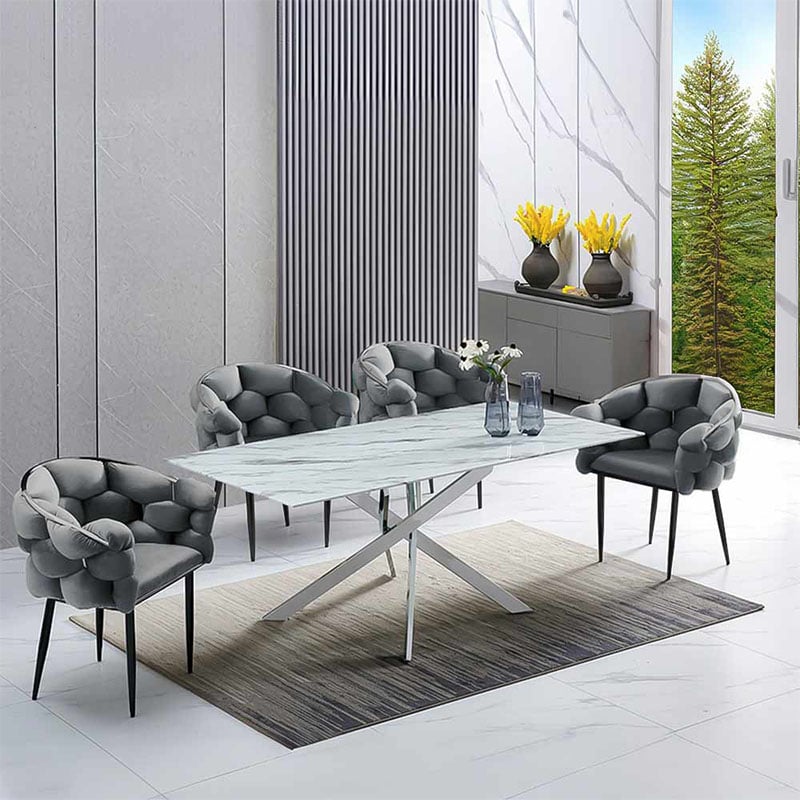 Scaune moderne din catifea si cadru metalic BUC 256 Gri Interior