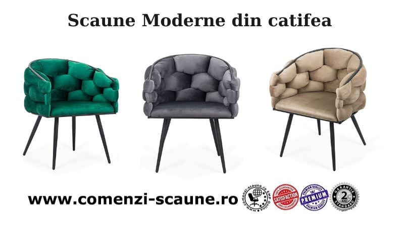 Scaune moderne din catifea și cadru metalic BUC 256 3 culori