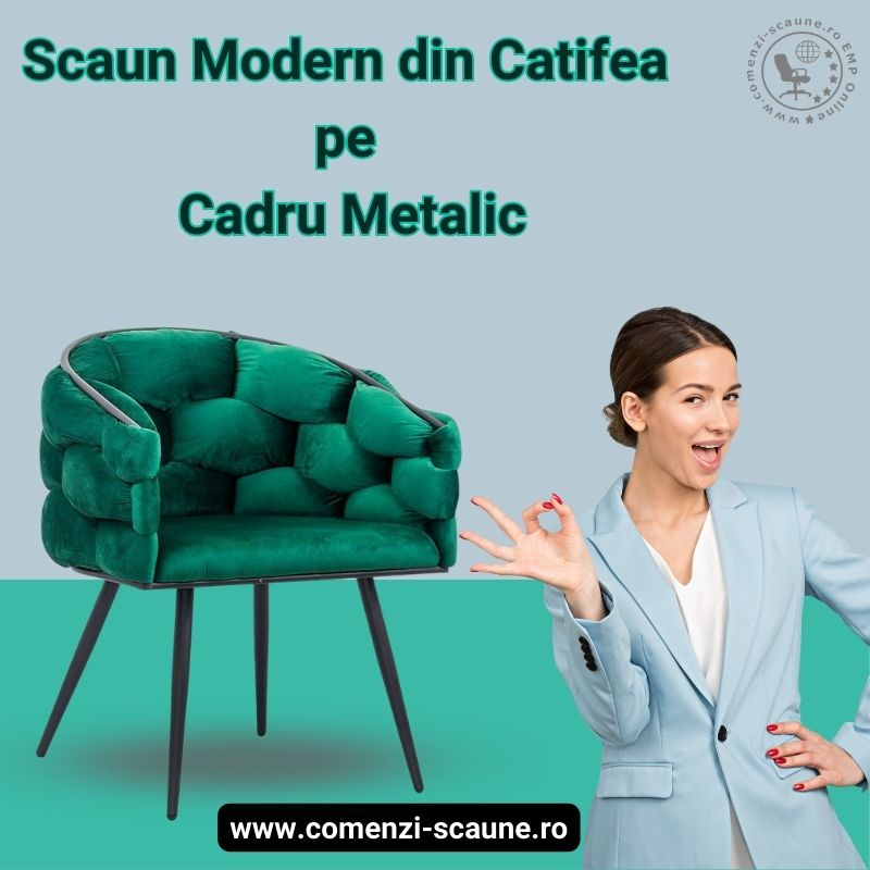 Scaune moderne din catifea si cadru metalic BUC 256 Verde Prezentare