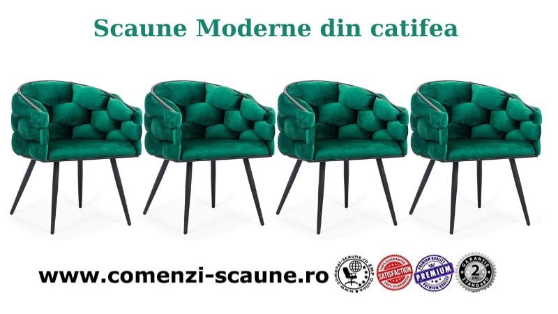 Scaune moderne din catifea si cadru metalic BUC 256 Verde