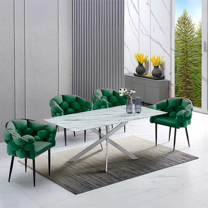 Scaune moderne din catifea si cadru metalic BUC 256 Verde Interior