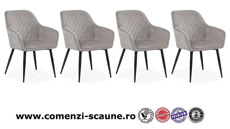 Scaun dining din catifea BUC 258 gri