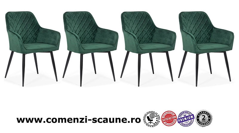 Scaun dining din catifea BUC 258 verde