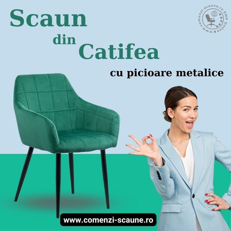 Scaune din catifea cu picioare metalice pentru diverse zone HoReCa 3