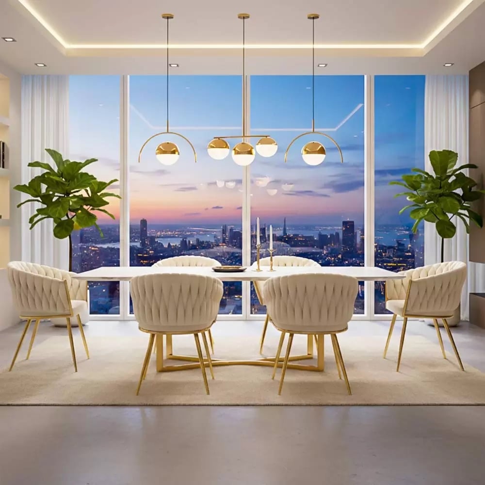 Scaune moderne din catifea și cadrul auriu BUC 261 crem