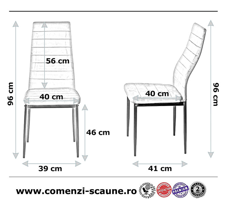 Dimensiune scaune de bucatarie din catifea BUC 263V