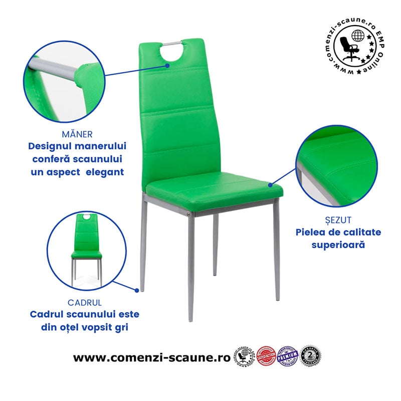 Descriere scaun de bucatarie din piele eco BUC264 verde