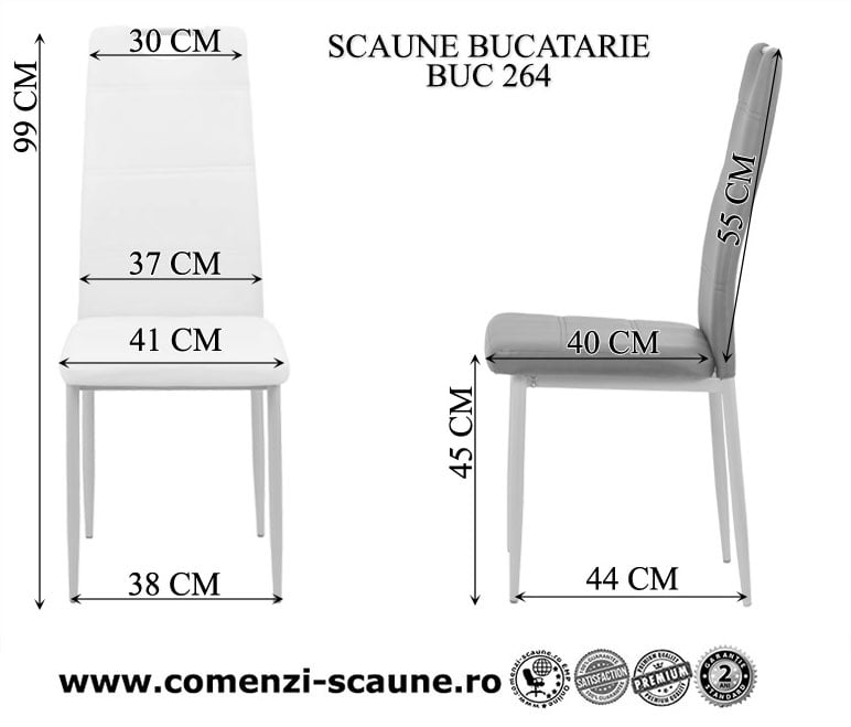 Dimensiuni scaun de bucatarie din piele eco 4 culori - BUC264