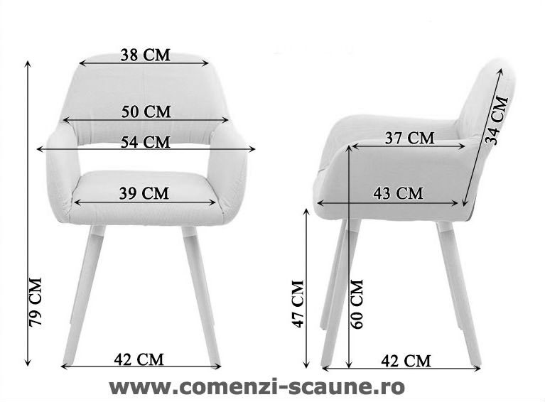 Dimensiuni Scaun de bucatarie si relaxare pe culoarea negru