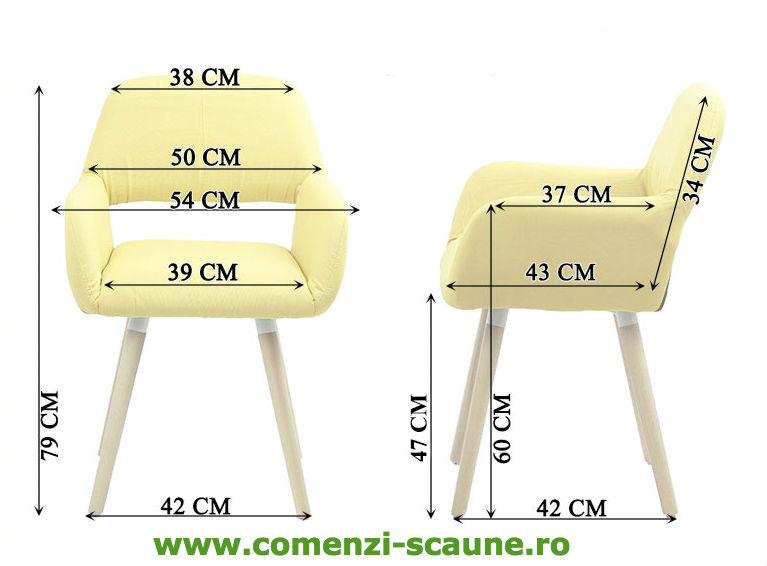 Dimensiuni Scaun de bucatarie si relaxare pe culoarea verde