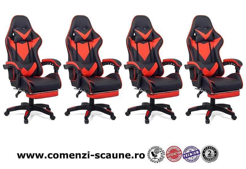 Scaun gaming reglabil si suport picioare rosu/negru OFF 299