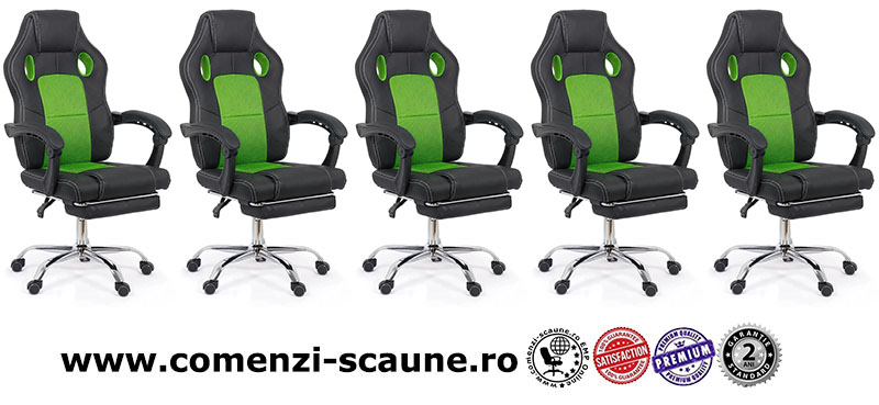 Scaun de gaming cu suport picioare pe culoarea negru cu verde-OFF3091-1