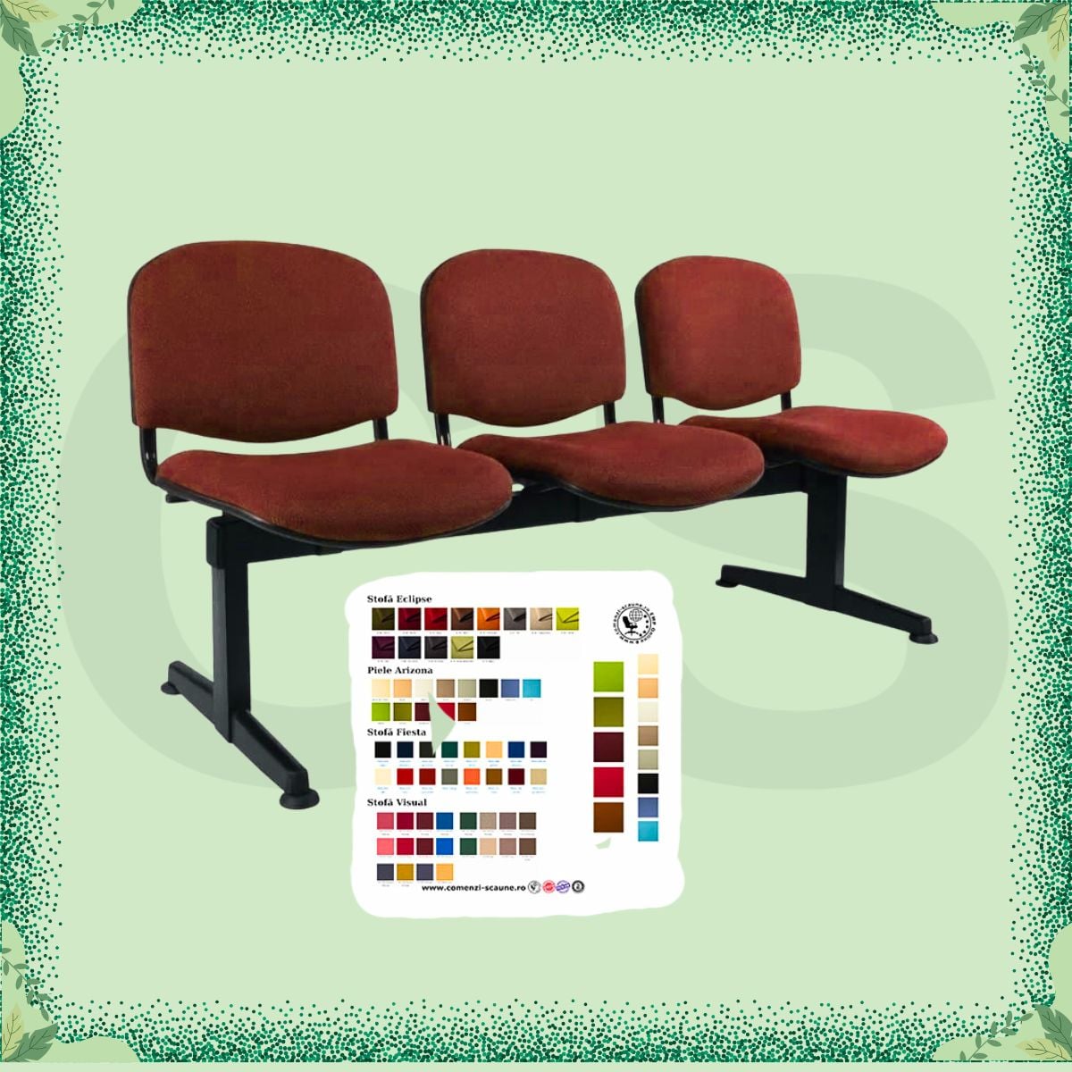 Bănci de așteptare cu 3 locuri – diverse culori și materiale