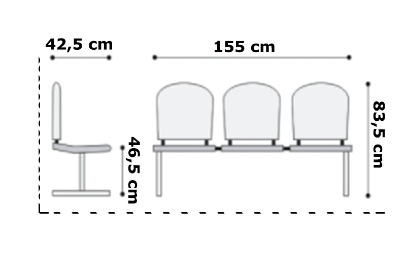 Dimensiune Bancă de așteptare 3 locuri plastic Layer