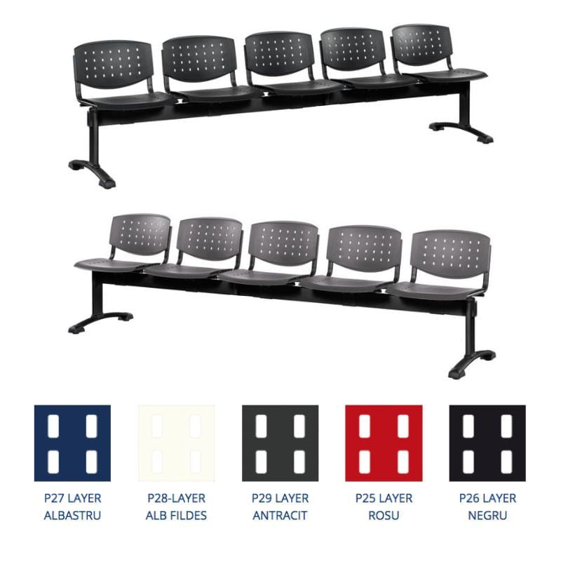 Bancă de așteptare cu 5 locuri 1125 din plastic Layer