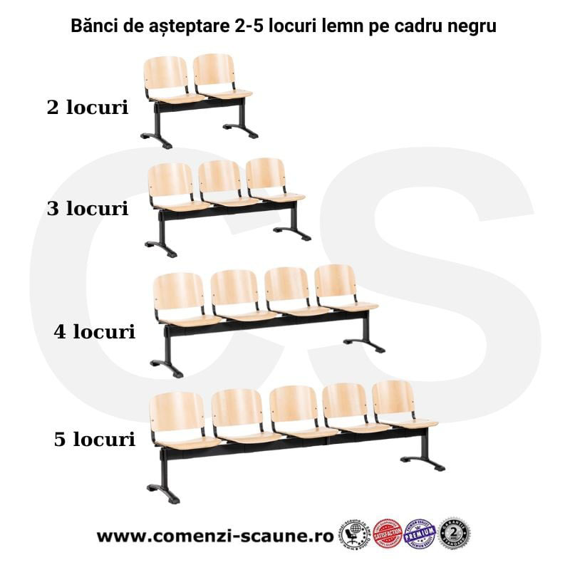 Banci de așteptare din lemn stratificat pe cadru negru diverse culori