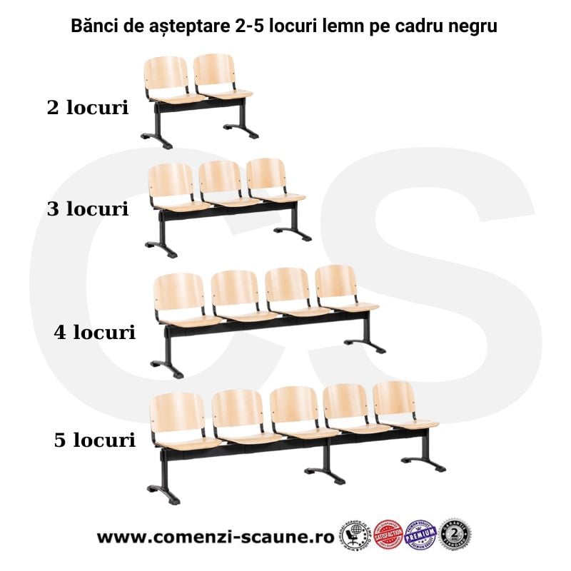 Banci de așteptare din lemn stratificat pe cadru negru diverse culori