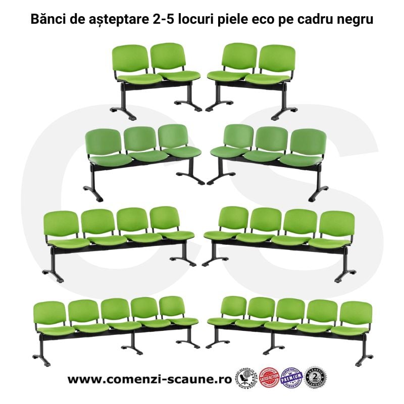 Bănci de așteptare din piele ecologică pe cadru negru