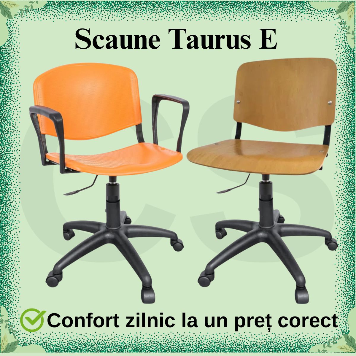 Scaune birou Taurus E – rotative, rezistente și accesibile pentru ateliere și laboratoare