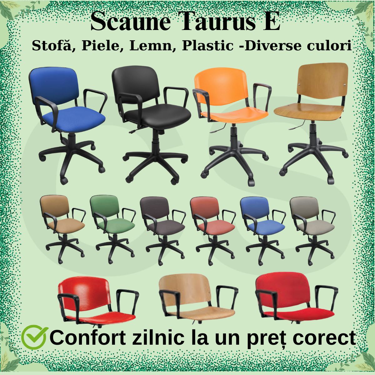 Scaune de birou rotative Taurus E – soluția practică pentru spații de lucru moderne