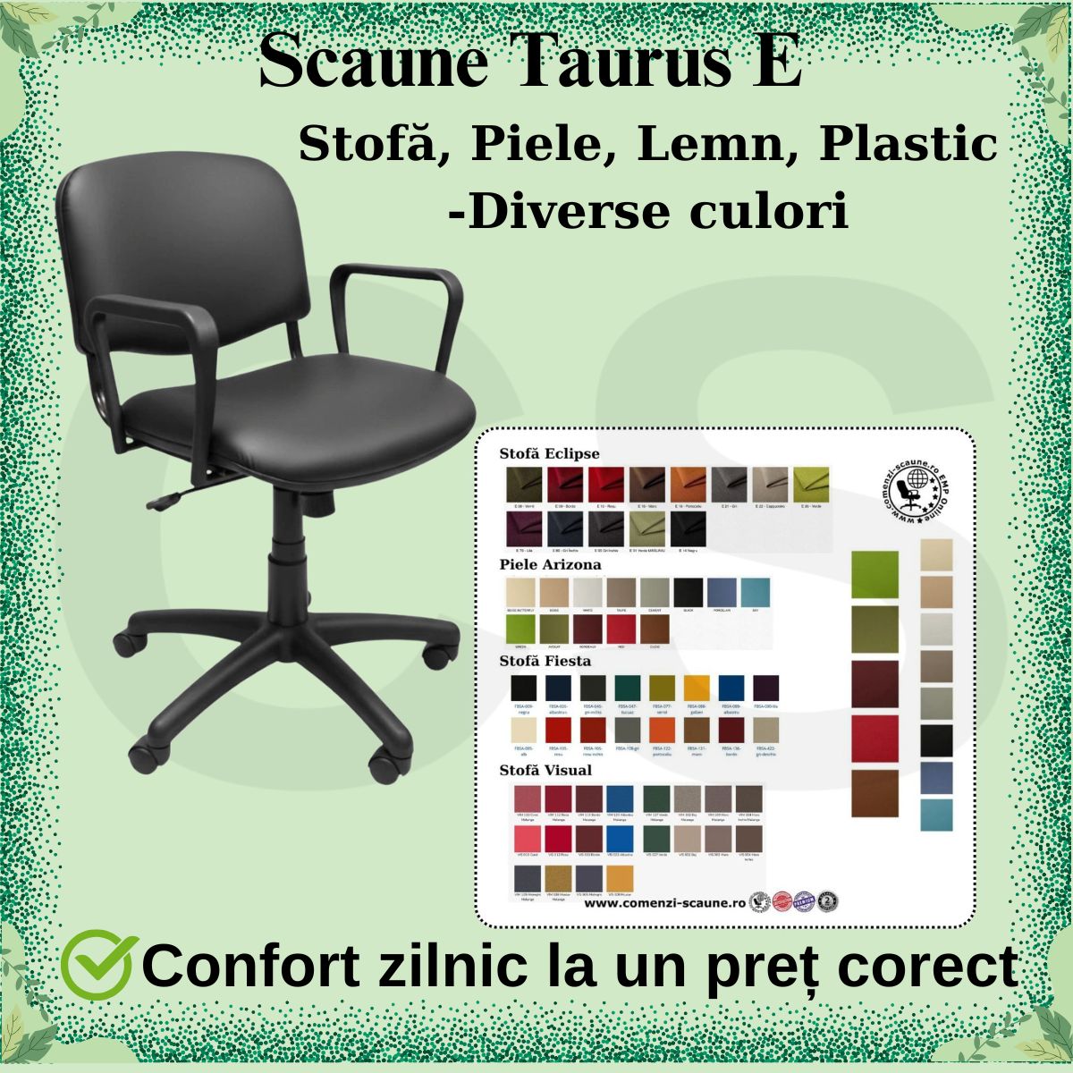 Scaune de birou rotative Taurus E la comandă în diverse culori