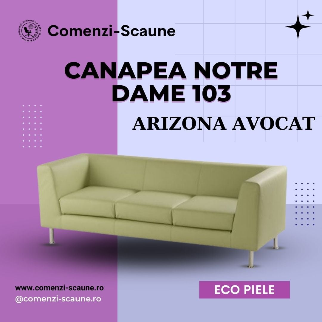 Canapea tapițată cu picioare cromate Notre Dame103 Arizona Avocat