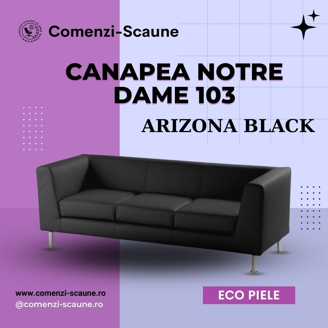 Canapea tapițată cu picioare cromate Notre Dame103 Arizona Black